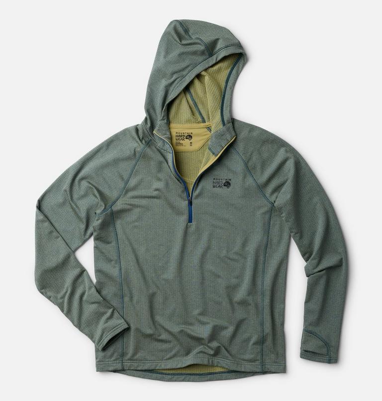 Men's Crater Lake Heavyweight Half Zip Hoody, Color: Forest Moss, Berry Blue, image 2