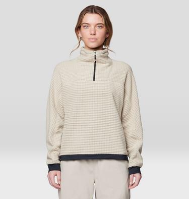 Women's Summit Grid Big Grid Half Zip, Color: Fossil, image 7