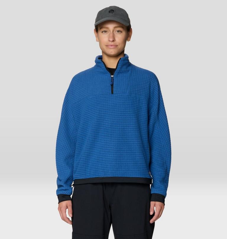 Women's Summit Grid Big Grid Half Zip, Color: Berry Blue, image 5