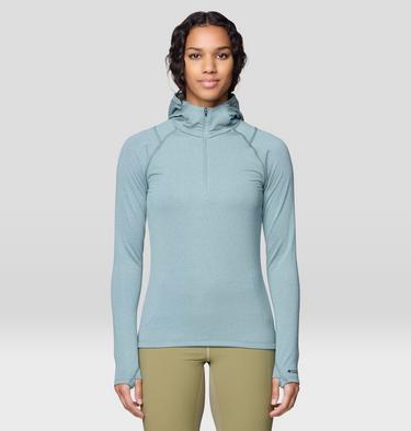 Women's Crater Lake Heavyweight Half Zip Hoody, Color: Blue Sage, Ice Shadow, image 1