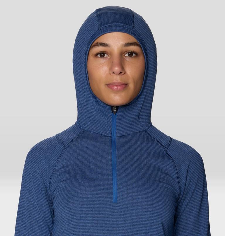Women's Crater Lake Heavyweight Half Zip Hoody, Color: Berry Blue, Black, image 5