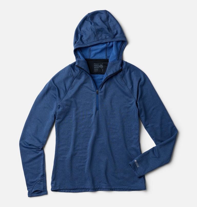 Women's Crater Lake Heavyweight Half Zip Hoody, Color: Berry Blue, Black, image 2