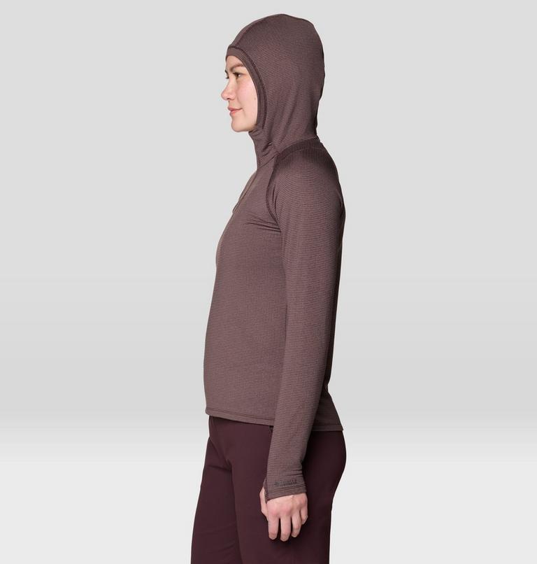 Women's Crater Lake Heavyweight Half Zip Hoody, Color: Deep Mulberry, Carob, image 4
