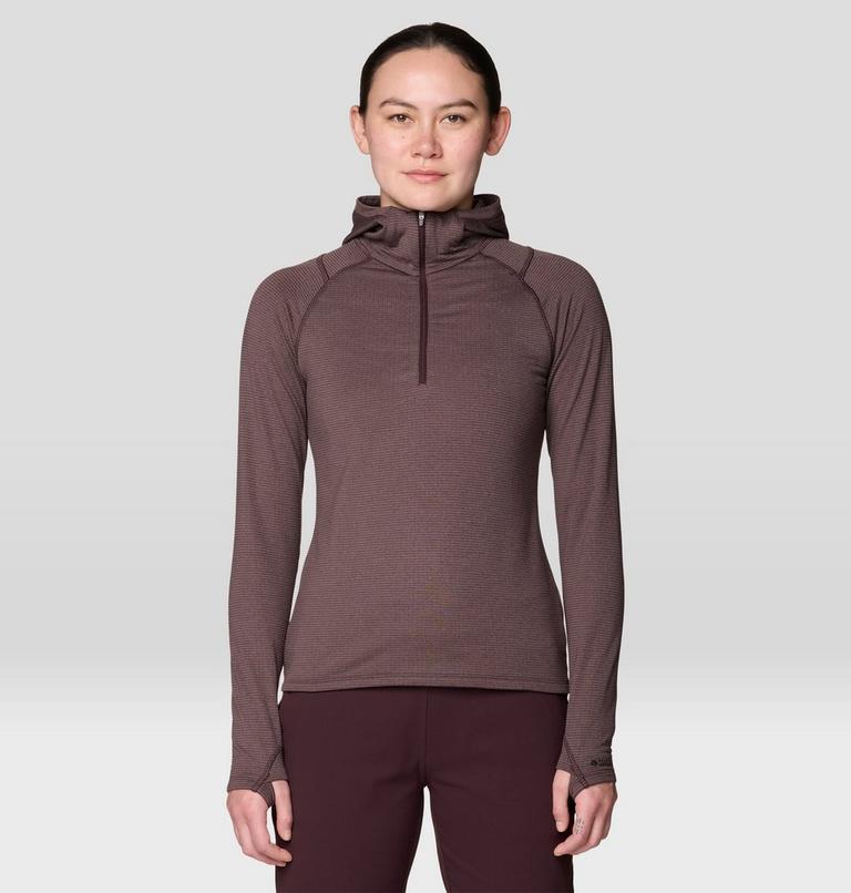 Women's Crater Lake Heavyweight Half Zip Hoody, Color: Deep Mulberry, Carob, image 5