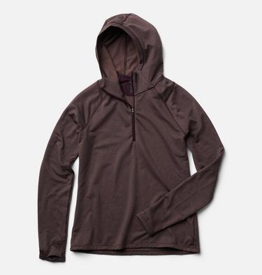 Women's Crater Lake Heavyweight Half Zip Hoody, Color: Deep Mulberry, Carob, image 4