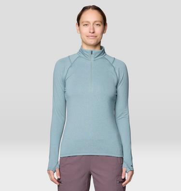 Women's Crater Lake Heavyweight Half Zip, Color: Blue Sage, Ice Shadow, image 3