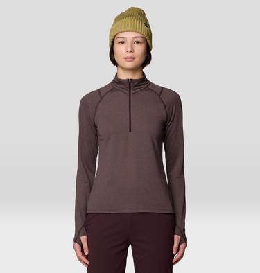 Women's Crater Lake Heavyweight Half Zip, Color: Deep Mulberry, Carob, image 1