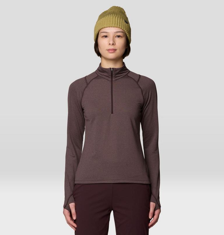 Women's Crater Lake Heavyweight Half Zip, Color: Deep Mulberry, Carob, image 1