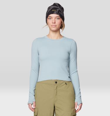 Women's Peak Knit Long Sleeve, Color: Ice Shadow, image 13