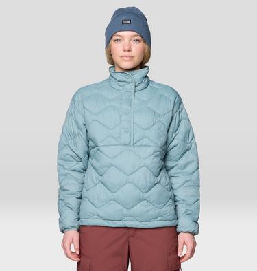 Women's Seek Out Snap Neck Pullover, Color: Blue Sage, image 9