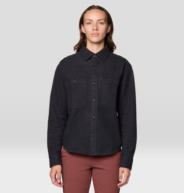 Women's Plusher Relaxed Long Sleeve Flannel, Color: Black Melange, image 13