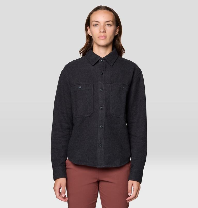 Women's Plusher Relaxed Long Sleeve Flannel, Color: Black Melange, image 1