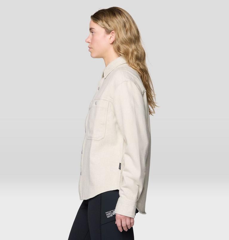 Women's Plusher Relaxed Long Sleeve Flannel, Color: Stone Heather, image 3