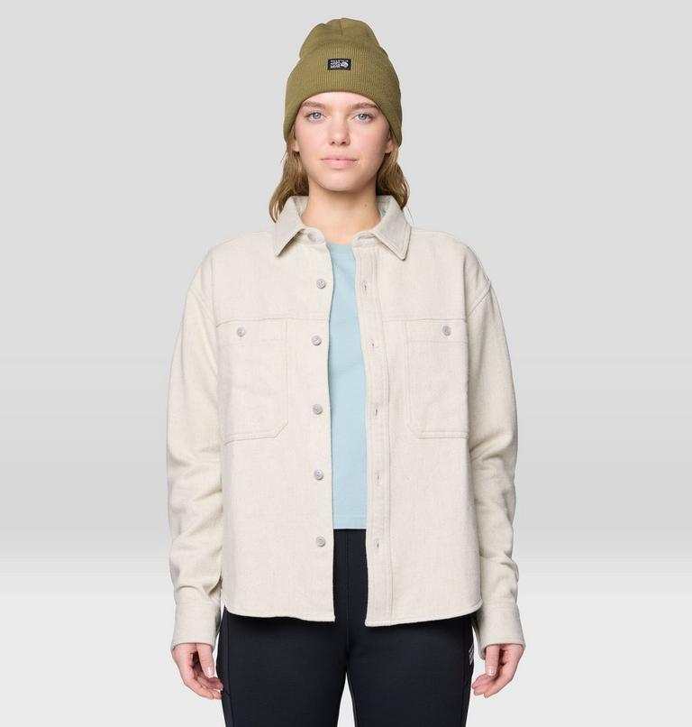 Women's Plusher Relaxed Long Sleeve Flannel, Color: Stone Heather, image 4