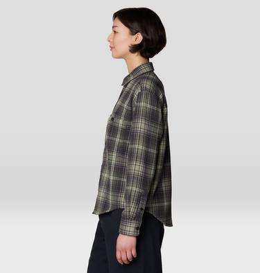 Women's Plusher Relaxed Long Sleeve Flannel, Color: Grit Grey Shelter Plaid, image 11