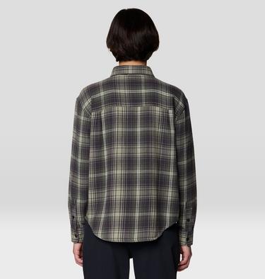 Women's Plusher Relaxed Long Sleeve Flannel, Color: Grit Grey Shelter Plaid, image 10