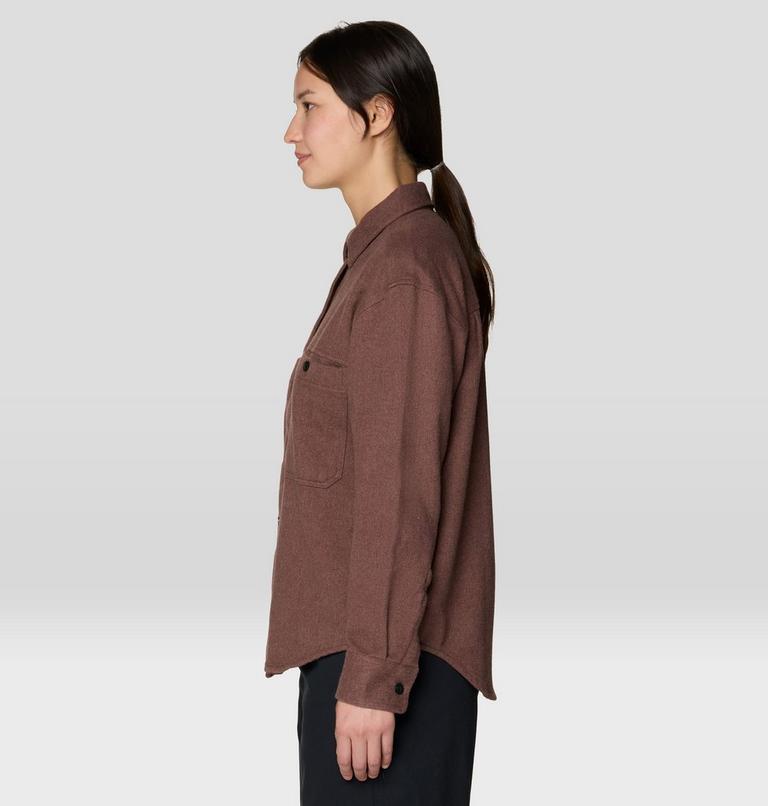 Women's Plusher Relaxed Long Sleeve Flannel, Color: Carob Heather, image 3