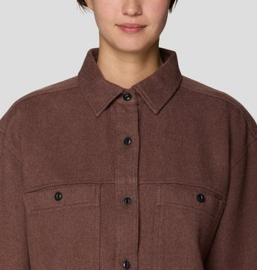 Women's Plusher Relaxed Long Sleeve Flannel, Color: Carob Heather, image 8