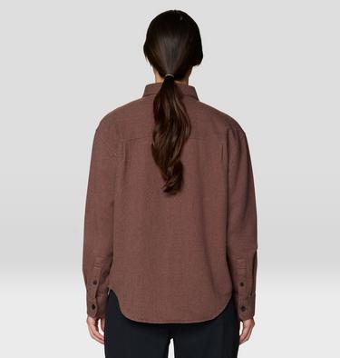 Women's Plusher Relaxed Long Sleeve Flannel, Color: Carob Heather, image 6