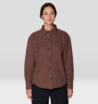 Women's Plusher Relaxed Long Sleeve Flannel, Color: Carob Heather, image 5