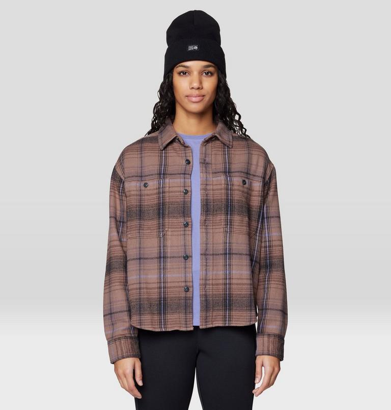 Women's Plusher Relaxed Long Sleeve Flannel, Color: Wild Taupe Wyoming Plaid, image 4