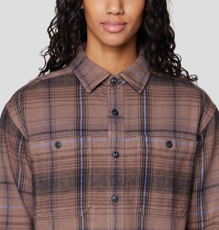 Women's Plusher Relaxed Long Sleeve Flannel, Color: Wild Taupe Wyoming Plaid, image 5