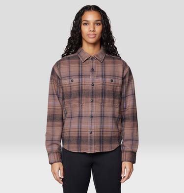 Women's Plusher Relaxed Long Sleeve Flannel, Color: Wild Taupe Wyoming Plaid, image 9