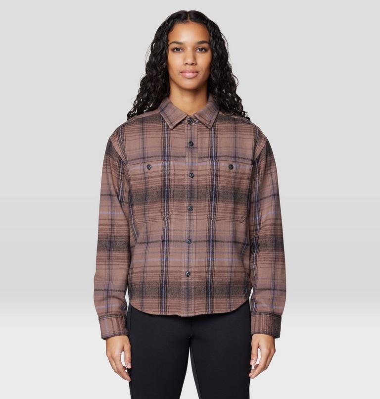Women's Plusher Relaxed Long Sleeve Flannel, Color: Wild Taupe Wyoming Plaid, image 1
