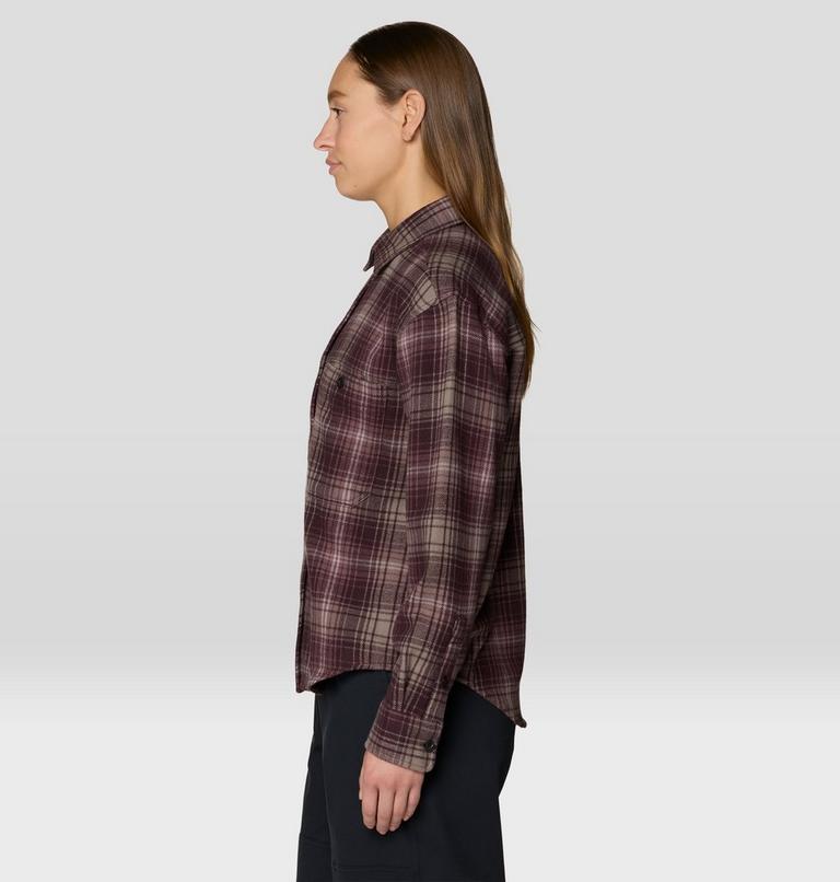Women's Plusher Relaxed Long Sleeve Flannel, Color: Deep Mulberry Plaid, image 3
