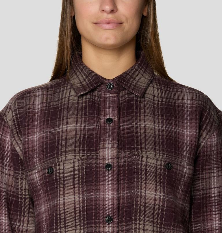 Women's Plusher Relaxed Long Sleeve Flannel, Color: Deep Mulberry Plaid, image 4