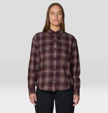 Women's Plusher Relaxed Long Sleeve Flannel, Color: Deep Mulberry Plaid, image 13