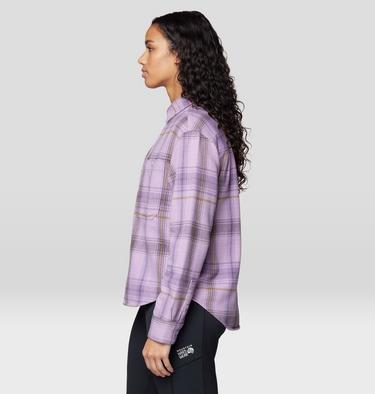 Women's Plusher Relaxed Long Sleeve Flannel, Color: Atmospheric Wyoming Plaid, image 3