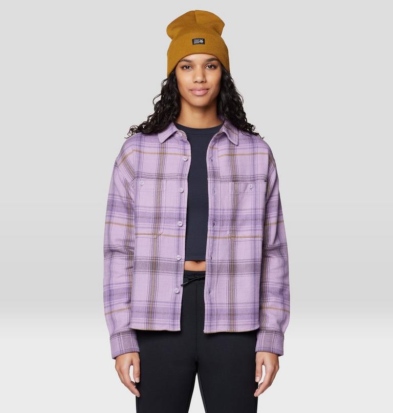 Women's Plusher Relaxed Long Sleeve Flannel, Color: Atmospheric Wyoming Plaid, image 4