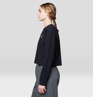 Women's Mountain Sun Boxy Crop Long Sleeve, Color: Black, image 3