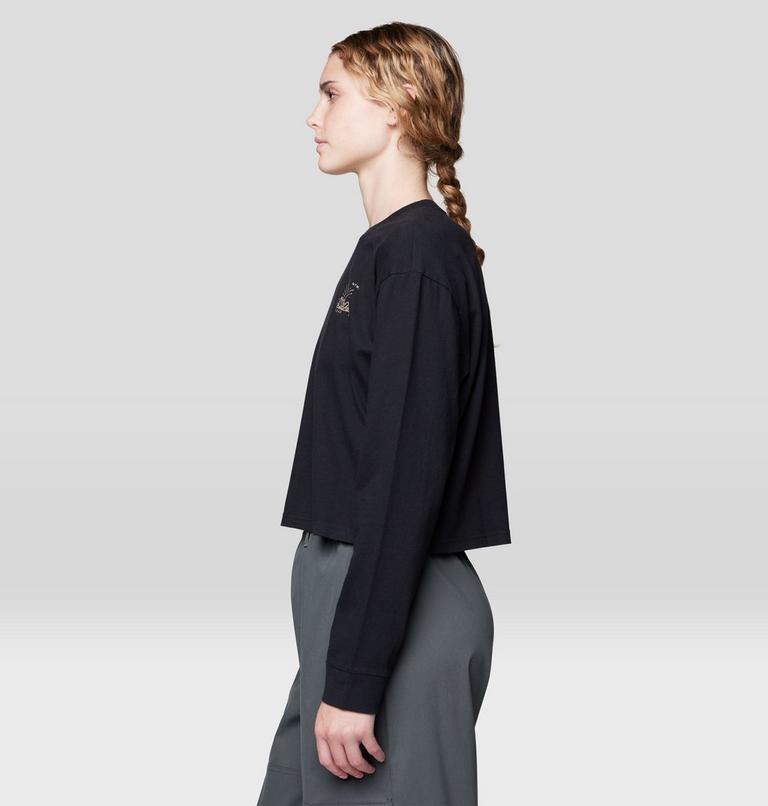 Women's Mountain Sun Boxy Crop Long Sleeve, Color: Black, image 3