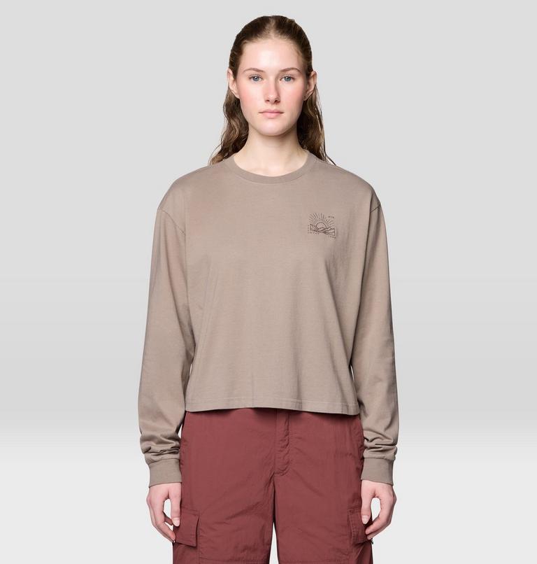 Women's Mountain Sun Boxy Crop Long Sleeve, Color: Wild Taupe, image 1