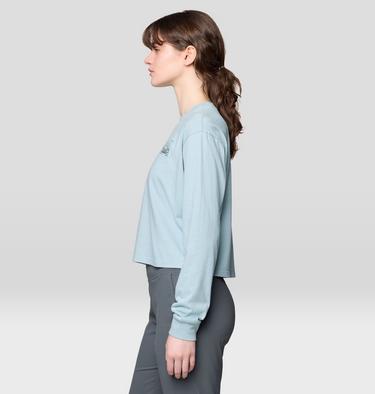 Women's Mountain Sun Boxy Crop Long Sleeve, Color: Ice Shadow, image 11