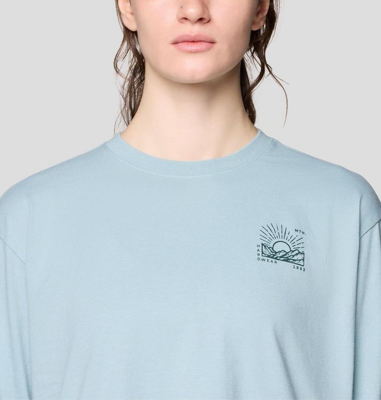 Women's Mountain Sun Boxy Crop Long Sleeve, Color: Ice Shadow, image 4