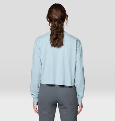 Women's Mountain Sun Boxy Crop Long Sleeve, Color: Ice Shadow, image 10