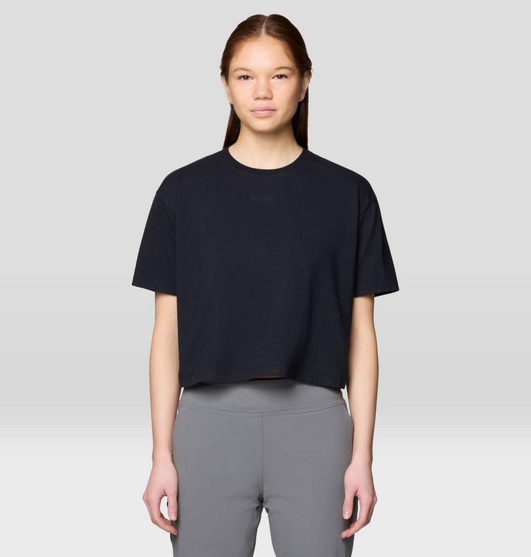 Women's MHW Center Logo Boxy Crop Short Sleeve, Color: Black, image 1