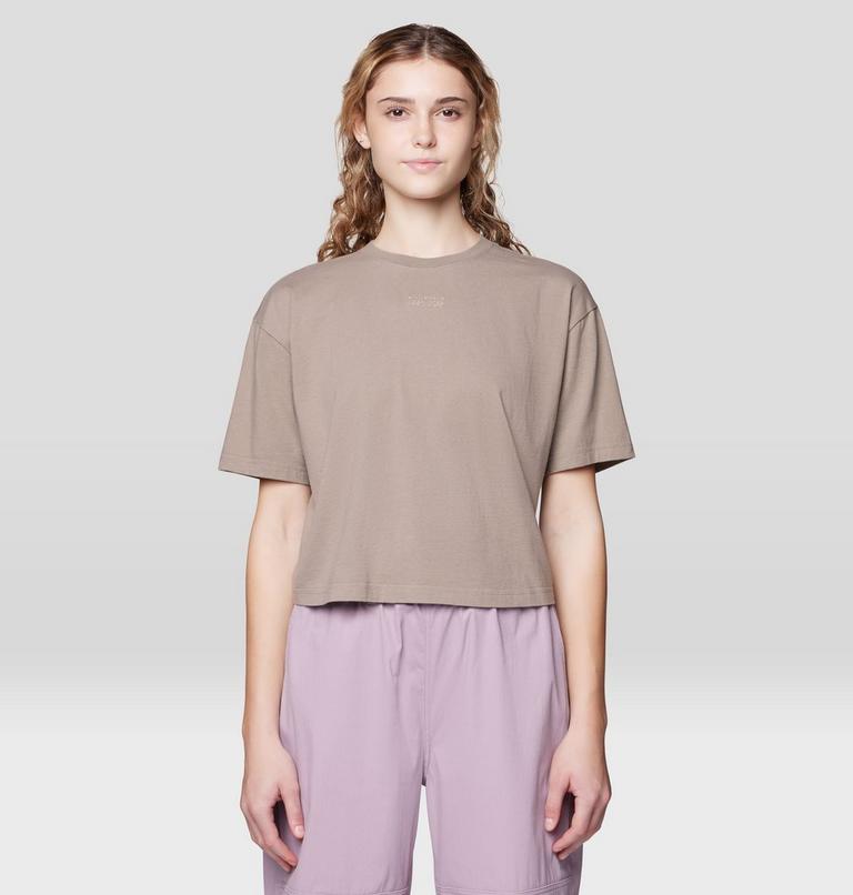Women's MHW Center Logo Boxy Crop Short Sleeve, Color: Wild Taupe, image 1