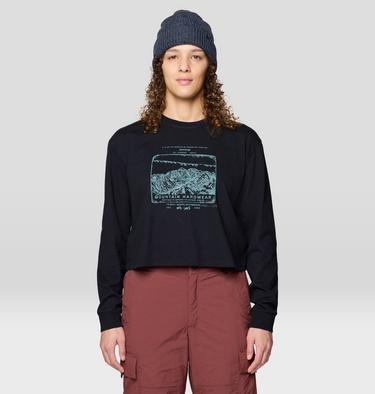 Women's In the Mountains Boxy Crop Long Sleeve, Color: Black, image 5