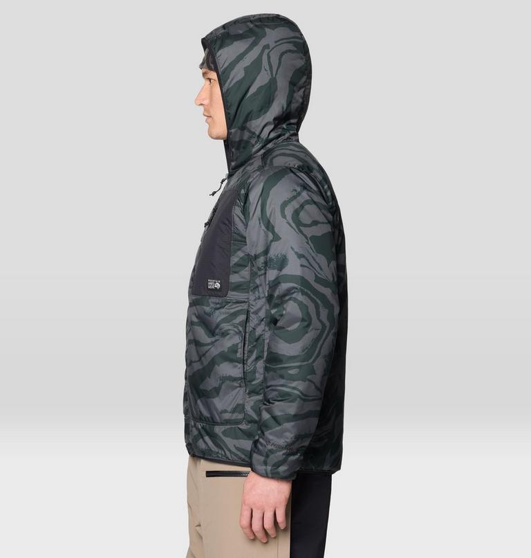 Men's Après Pro Insulated Hooded Jacket, Color: Volcanic Rockstrata, Black, image 4