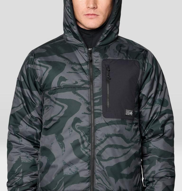 Men's Après Pro Insulated Hooded Jacket, Color: Volcanic Rockstrata, Black, image 6