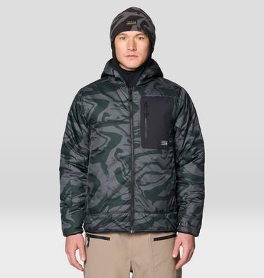 Men's Après Pro Insulated Hooded Jacket, Color: Volcanic Rockstrata, Black, image 13