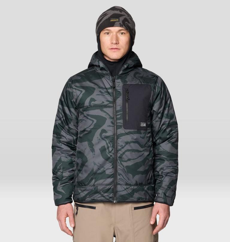 Men's Après Pro Insulated Hooded Jacket, Color: Volcanic Rockstrata, Black, image 1