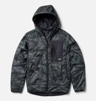 Men's Après Pro Insulated Hooded Jacket, Color: Volcanic Rockstrata, Black, image 14
