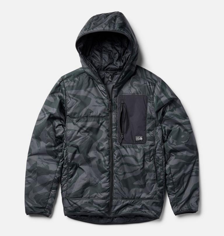 Men's Après Pro Insulated Hooded Jacket, Color: Volcanic Rockstrata, Black, image 2