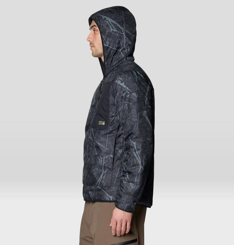 Men's Apr&egrave;s Pro Insulated Hooded Jacket, Color: Shark Treecover Print, Black, image 3