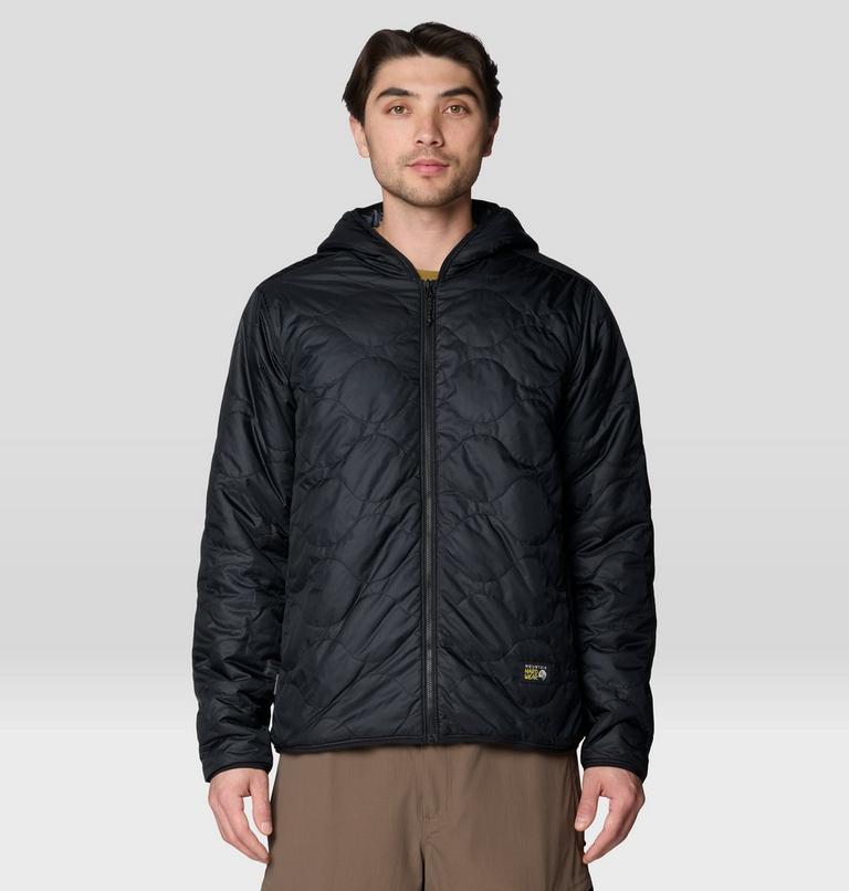 Men's Apr&egrave;s Pro Insulated Hooded Jacket, Color: Shark Treecover Print, Black, image 5